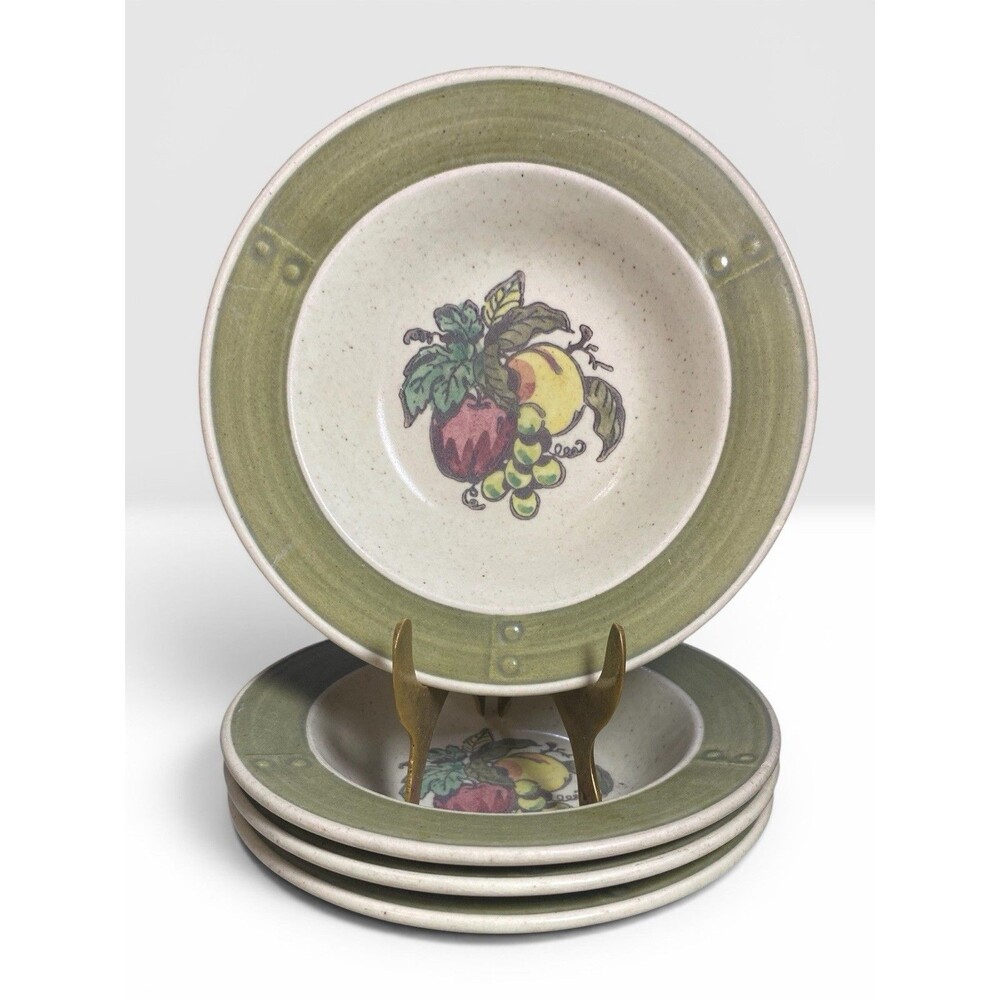 4 Metlox Poppytrail Provincial Fruit Green Dessert Fruit Sauce Bowls 6 1/4”
